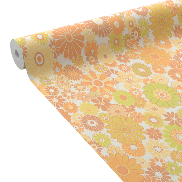 Papier peint intissé DONATILLE coloris Orange et vert