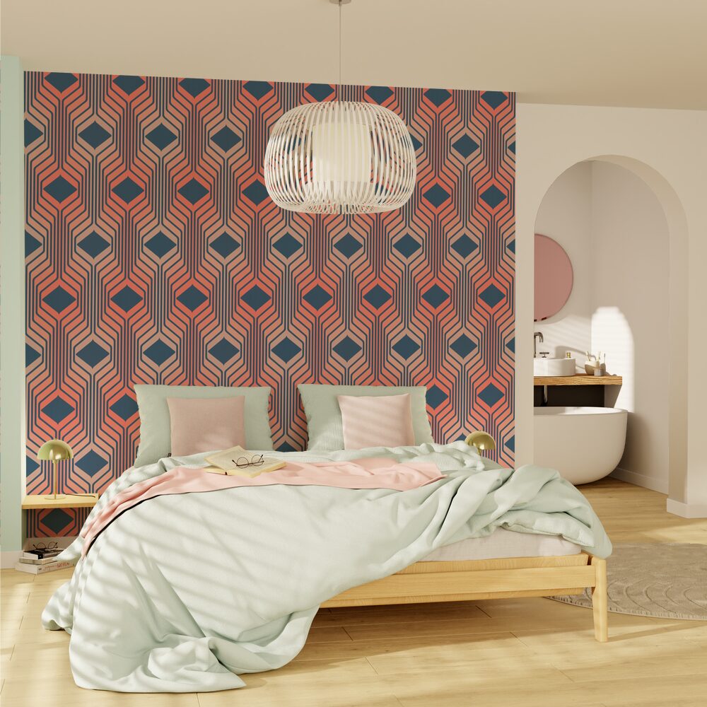 Papier peint intissé Elbée Rose et bleu