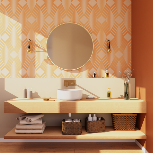 Papier peint intissé ELBÉE coloris Orange/Rose