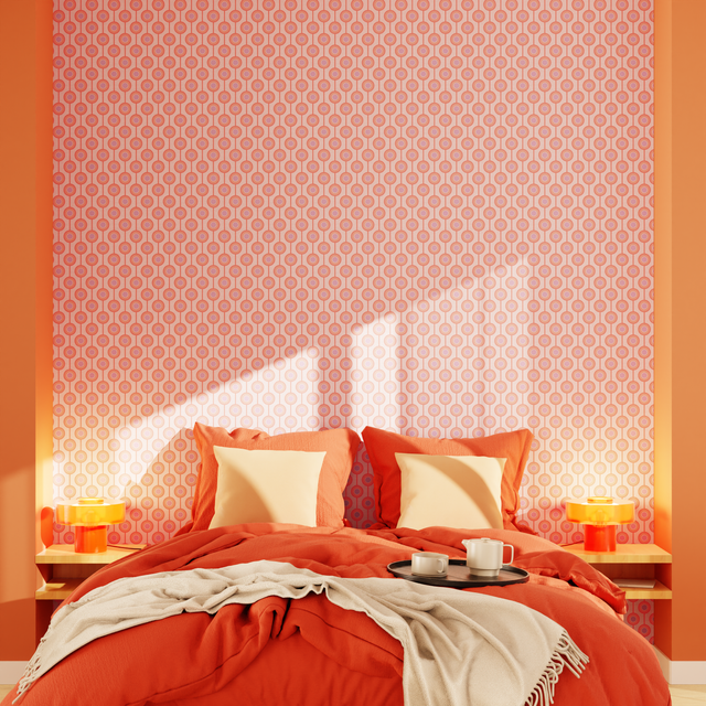 Papier peint intissé MILIAS coloris rose orangé et mauve