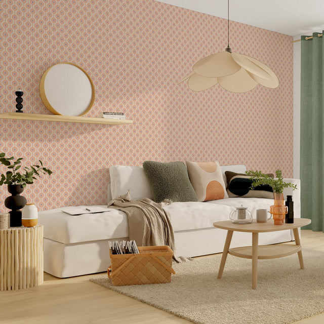 Papier peint intissé MILIAS coloris rose orangé et mauve