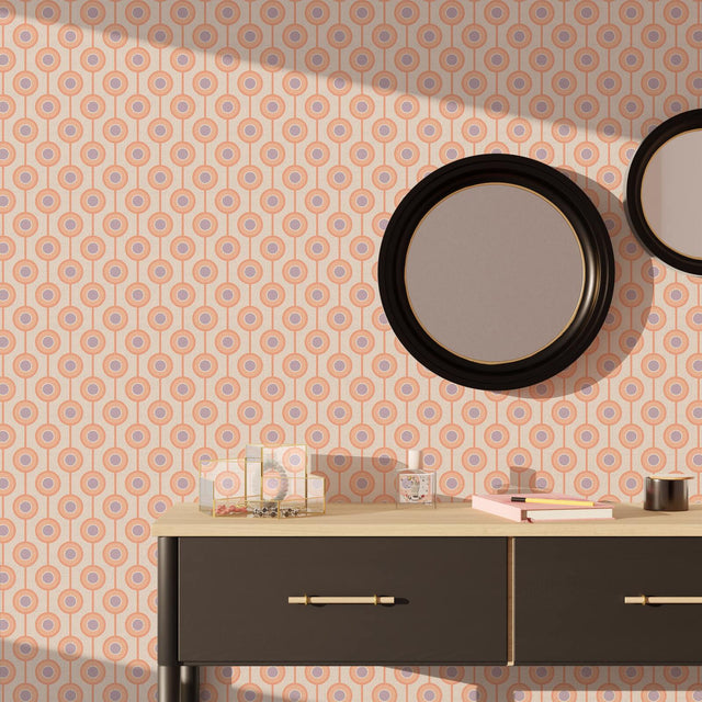 Papier peint intissé MILIAS coloris rose orangé et mauve