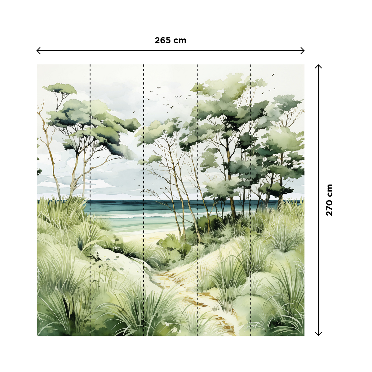 4MURS Papier peint panoramique XL Marinella Vert-bleu azur Satiné