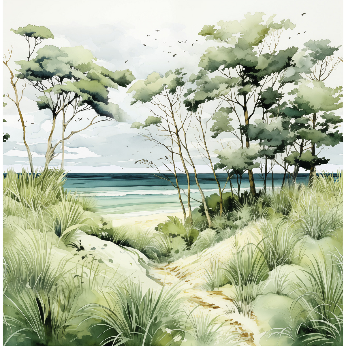 4MURS Papier peint panoramique XL Marinella Vert-bleu azur Satiné