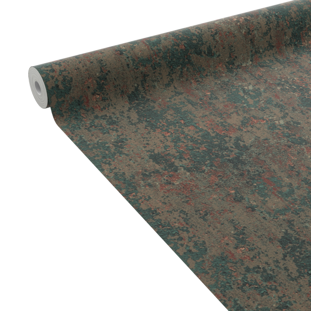 4MURS Papier peint intissé BROCK vert mousse et rouille
