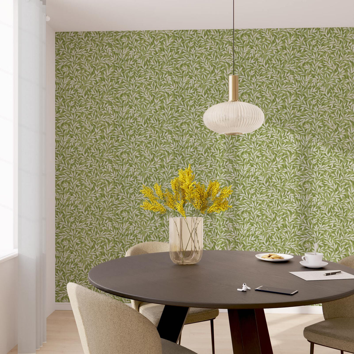 4MURS Papier peint intissé Lisbet Vert mousse