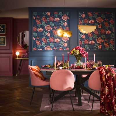 4MURS Papier peint intissé Kayleen Bleu saphir et magenta