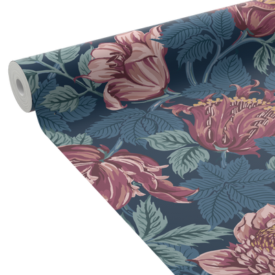 4MURS Papier peint intissé Kayleen Bleu saphir et magenta