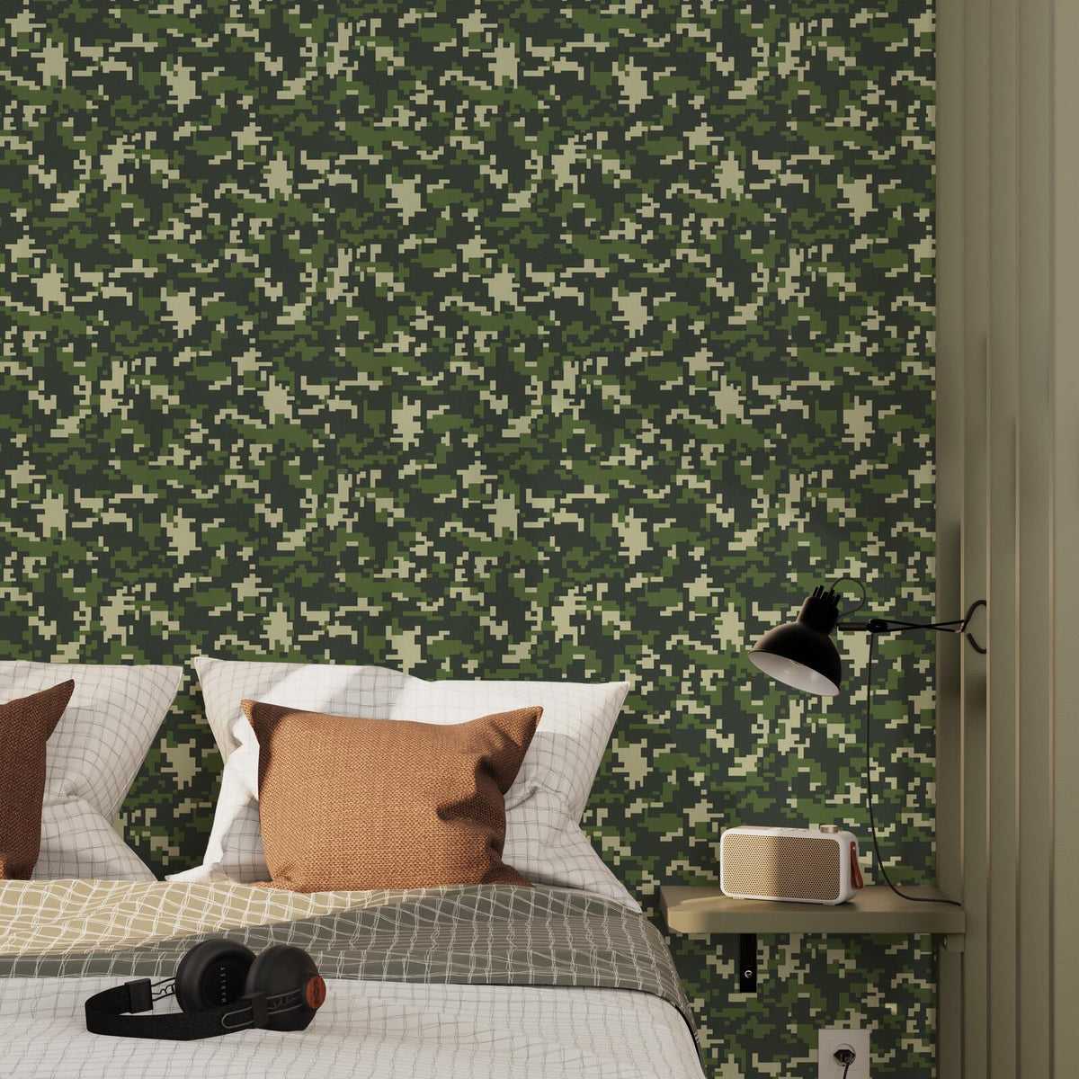 4MURS Papier peint intissé Camo Vert kaki
