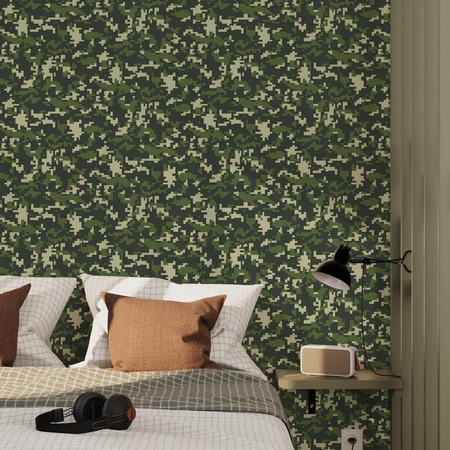 4MURS Papier peint intissé CAMO coloris vert kaki