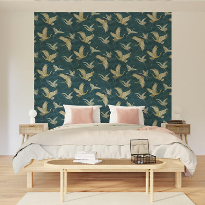 Papier peint intissé Tsuru Bleu nuit