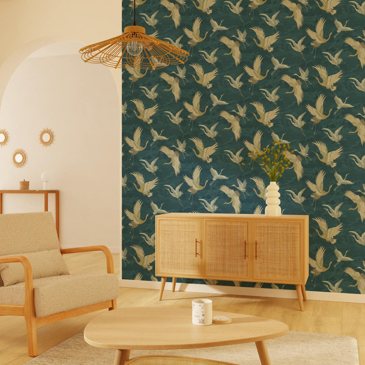 Papier peint intissé Tsuru Bleu nuit