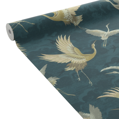 Papier peint intissé Tsuru Bleu nuit