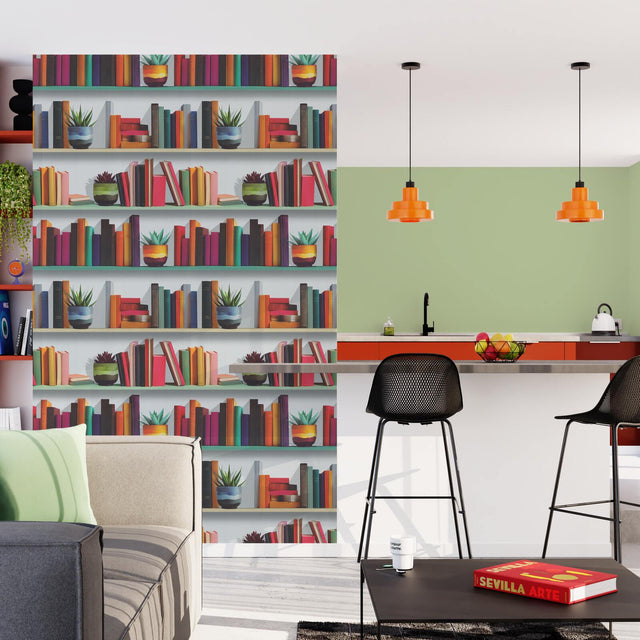 Papier peint intissé BIBLIOTECA coloris multicolore