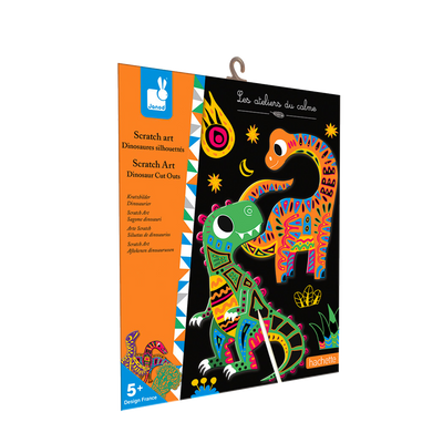JANOD Kit création Scratch art dinosaures silhouettes Multicolore
