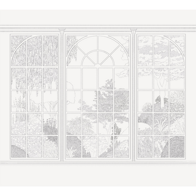 4MURS Papier peint panoramique XL Bow window Noir et blanc Mat