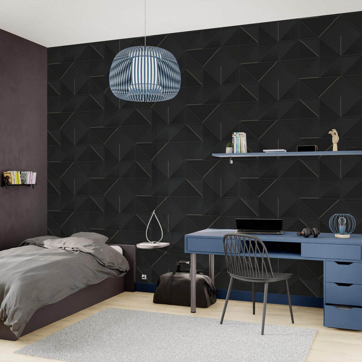 4MURS Papier peint intissé Grant Noir et or