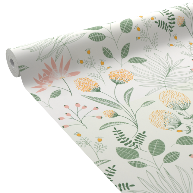 Papier peint intissé EVIE coloris vert et jaune d'or