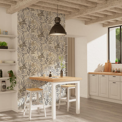 Papier peint intissé Jungo Noir et jaune d'or