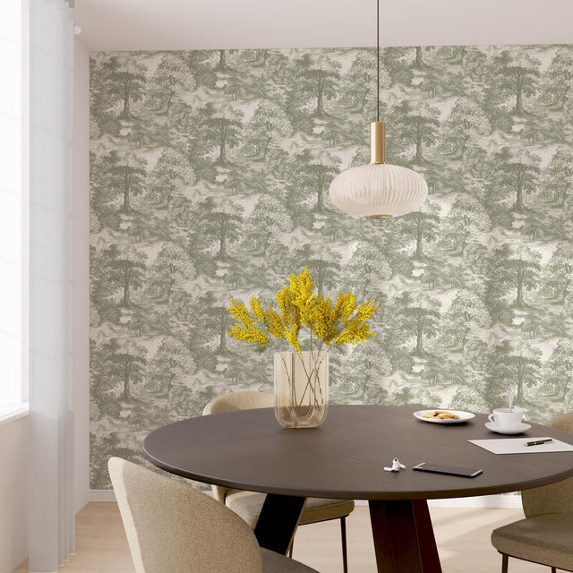 4MURS Papier peint intissé LEON coloris vert de gris