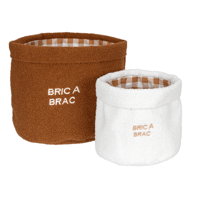 Panier de rangement Bric a brac Terracotta, blanc