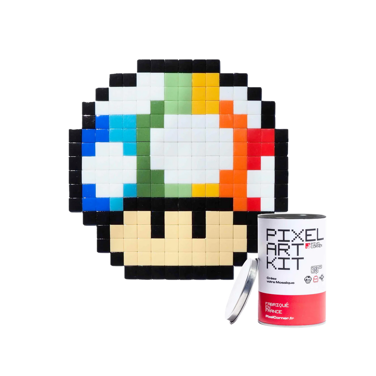 PIXEL CORNER Kit création Pixel art rainbow shroom Blanc