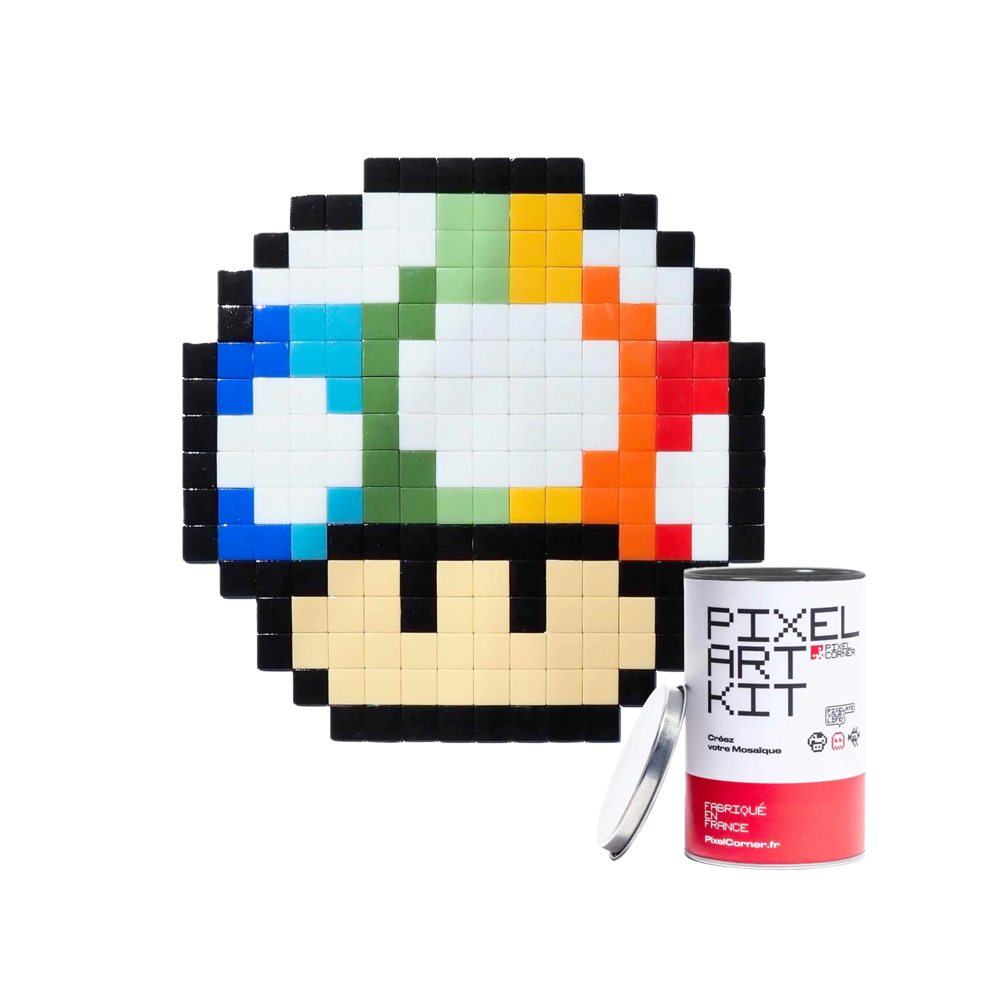 PIXEL CORNER Kit création Pixel art rainbow shroom Blanc