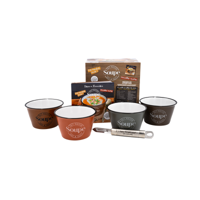 Coffret tasses Ce soir on soupe Brun