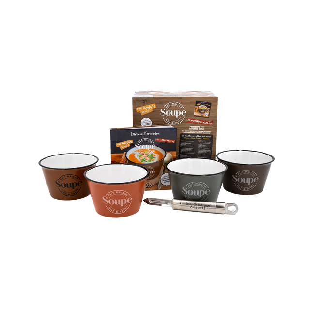 Coffret tasses CE SOIR ON SOUPE coloris brun