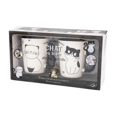 Coffret tasses Chat va bien Noir et blanc