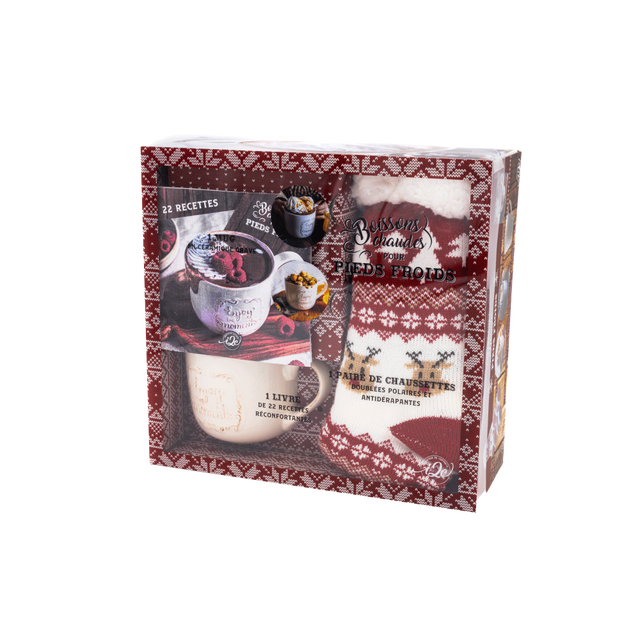 Coffret tasses BIEN DANS MES CHAUSSETTES coloris rouge