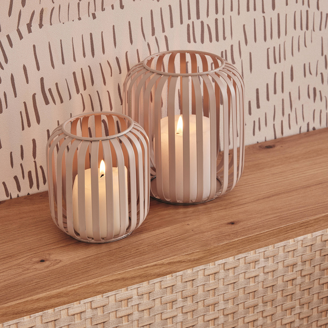 Photophore VIKI coloris beige diamètre 10 cm