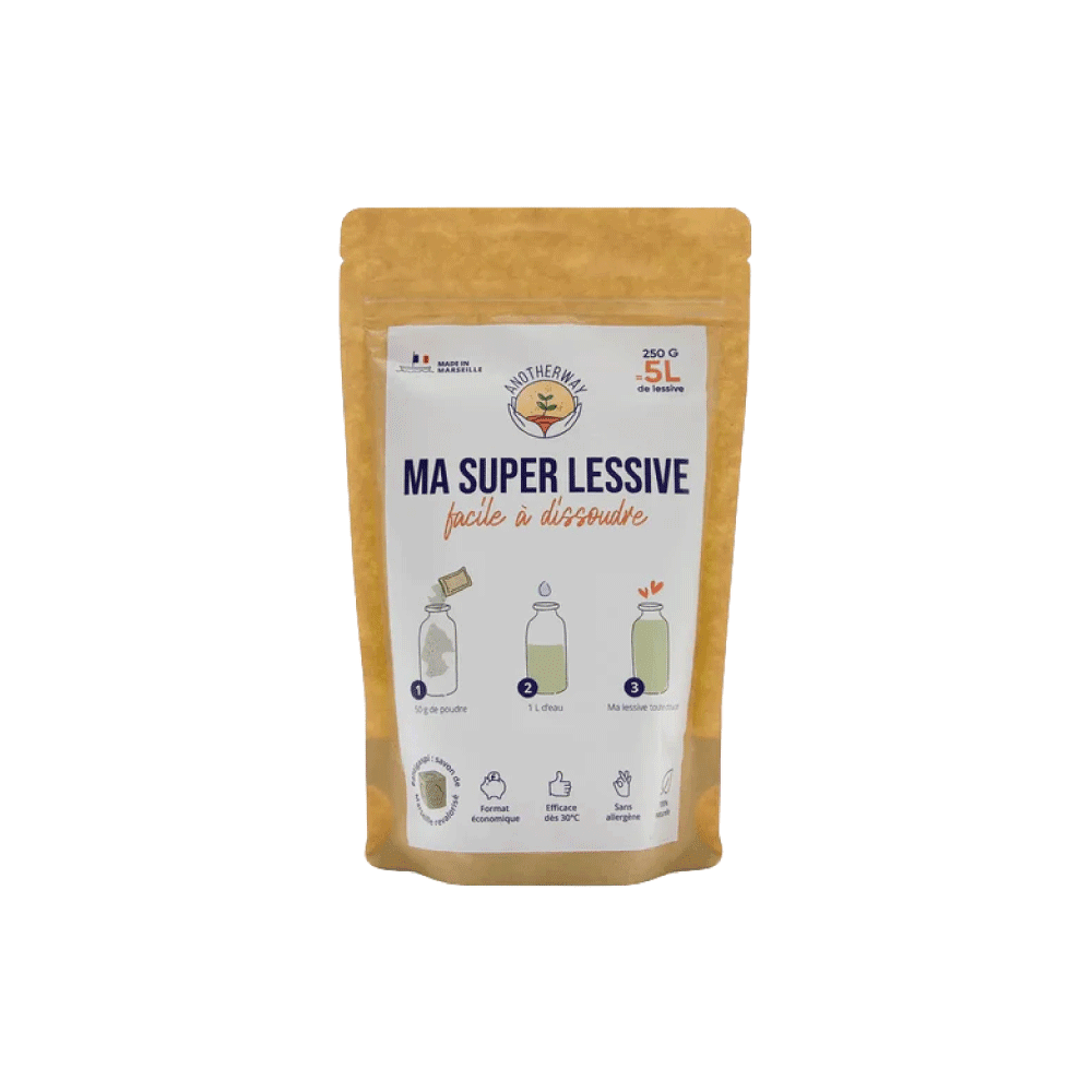 ANOTHERWAY Lessive Naturelle Blanc Savon de marseille 250G