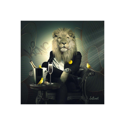 Tableau Binet lion chesterfield Noir