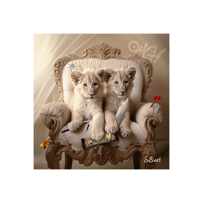 Tableau Binet lionceaux luxury Noir