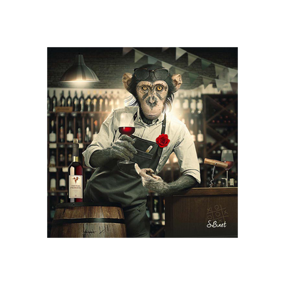 Tableau Binet singe caviste Noir