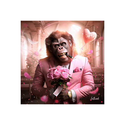 Tableau Binet monkey love Noir