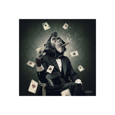 Tableau Binet singe pocker Noir