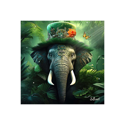 Tableau Binet eléphant fantastique Noir