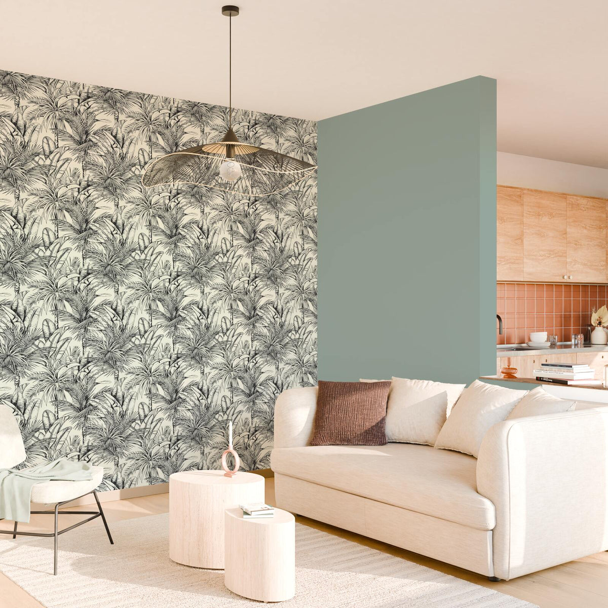 Papier peint intissé Ward Blanc et noir