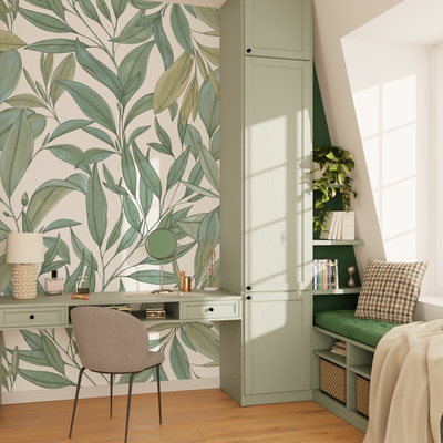 4MURS Papier peint panoramique L Alloro Camaïeux de verts doux Satiné