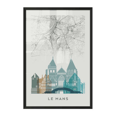 4MURS Image encadrée Map le mans Blanc