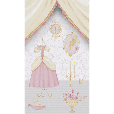 Papier peint panoramique L Princesse rosaly Rose et blanc Satiné