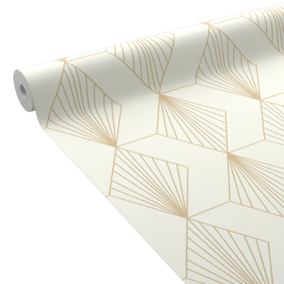 Papier peint intissé pré-encollé Oriane Blanc et doré