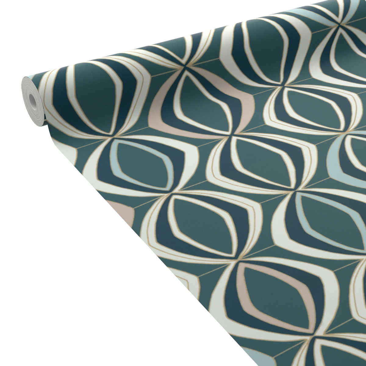 Papier peint intissé Judith Bleu paon et doré