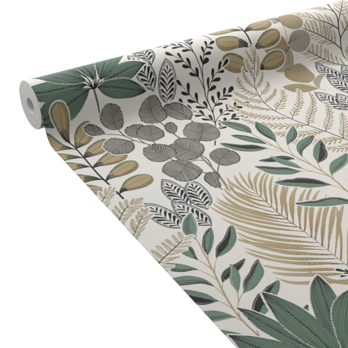 Papier peint intissé Johanna Jaune d'or et vert