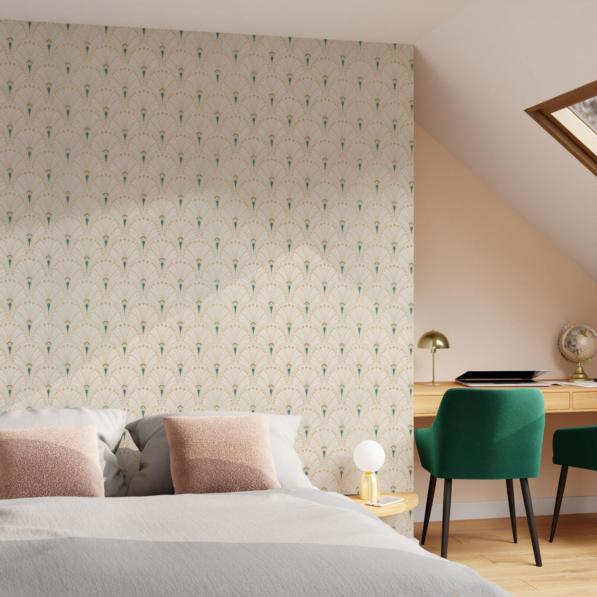 Papier peint intissé Assiah Blanc et doré