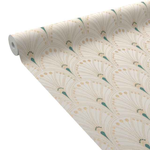 Papier peint intissé ASSIAH coloris blanc et doré