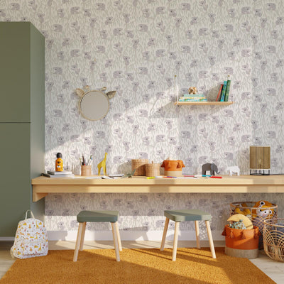 Papier peint intissé Koalas Vert feuille et gris