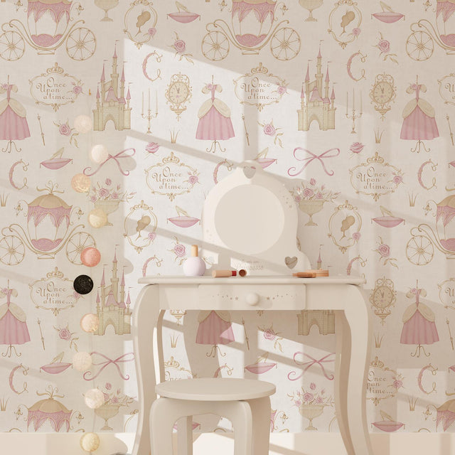 Papier peint intissé ROSALY LAND coloris rose dragée